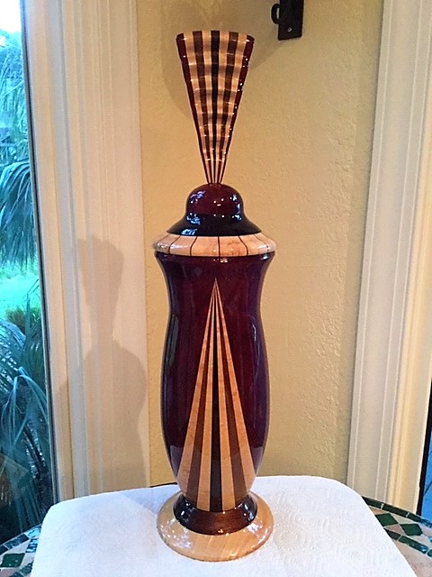 Segmented turning and carving that won Best In Show at Landings Art Show