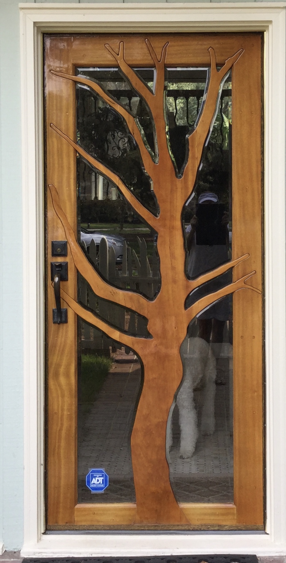 Inlayed door with beveled glass
