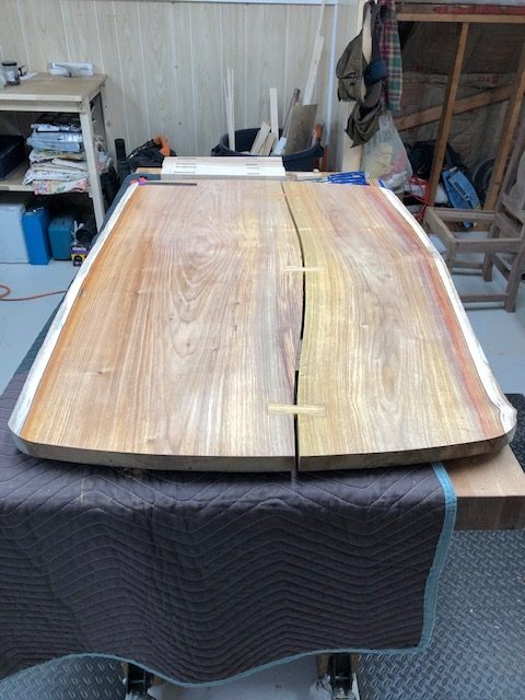 Construction images of canary wood coffee table by Bill Jaques