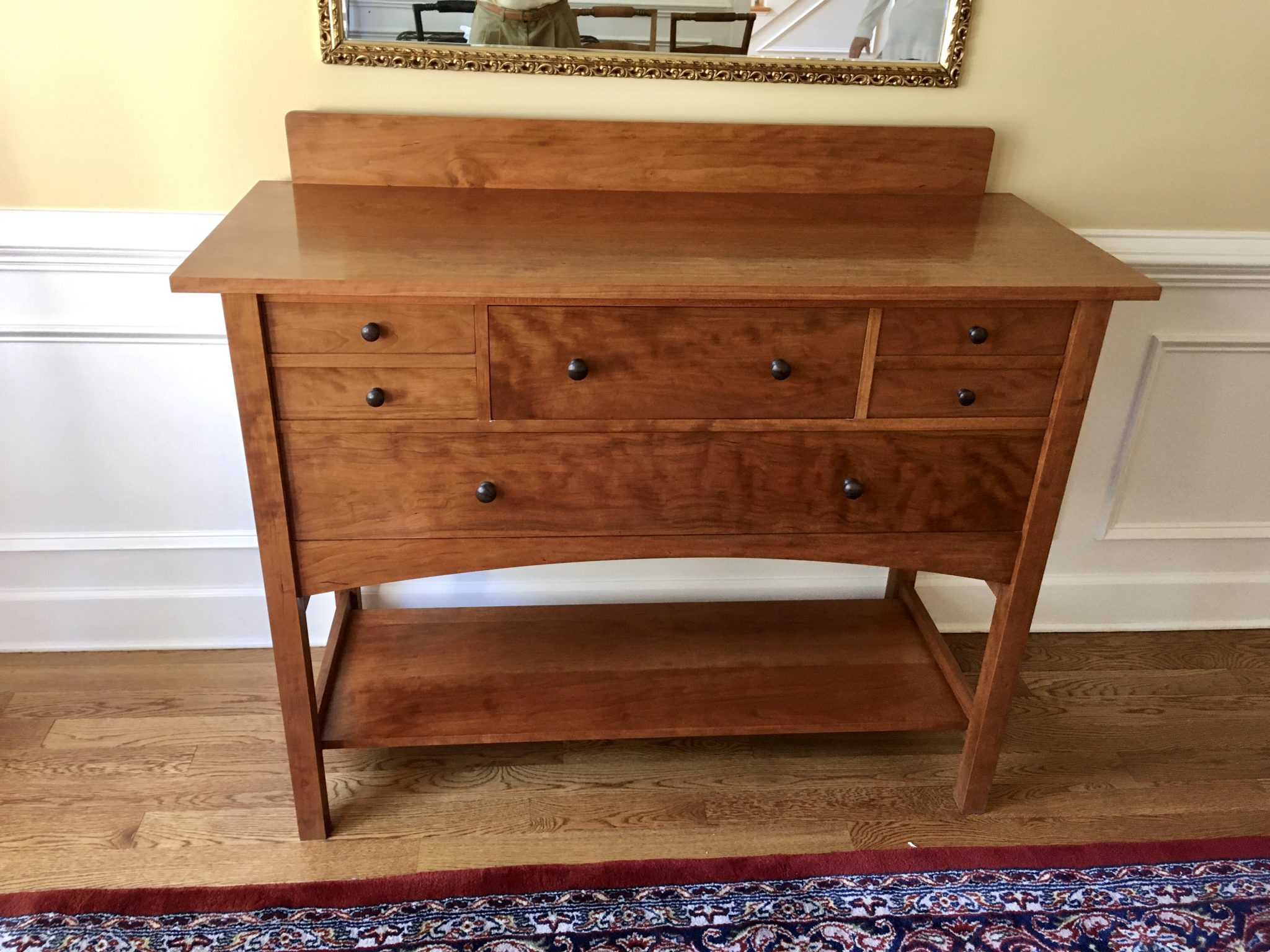 Solid cherrywood sideboard modified from a traditional plan.  Drawers dovetailed.