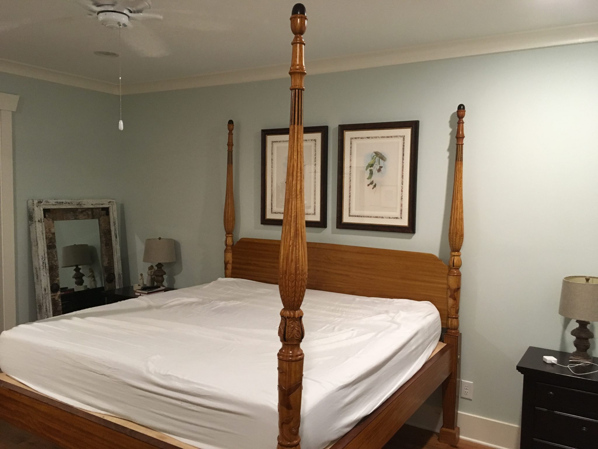Four post bed in satinwood