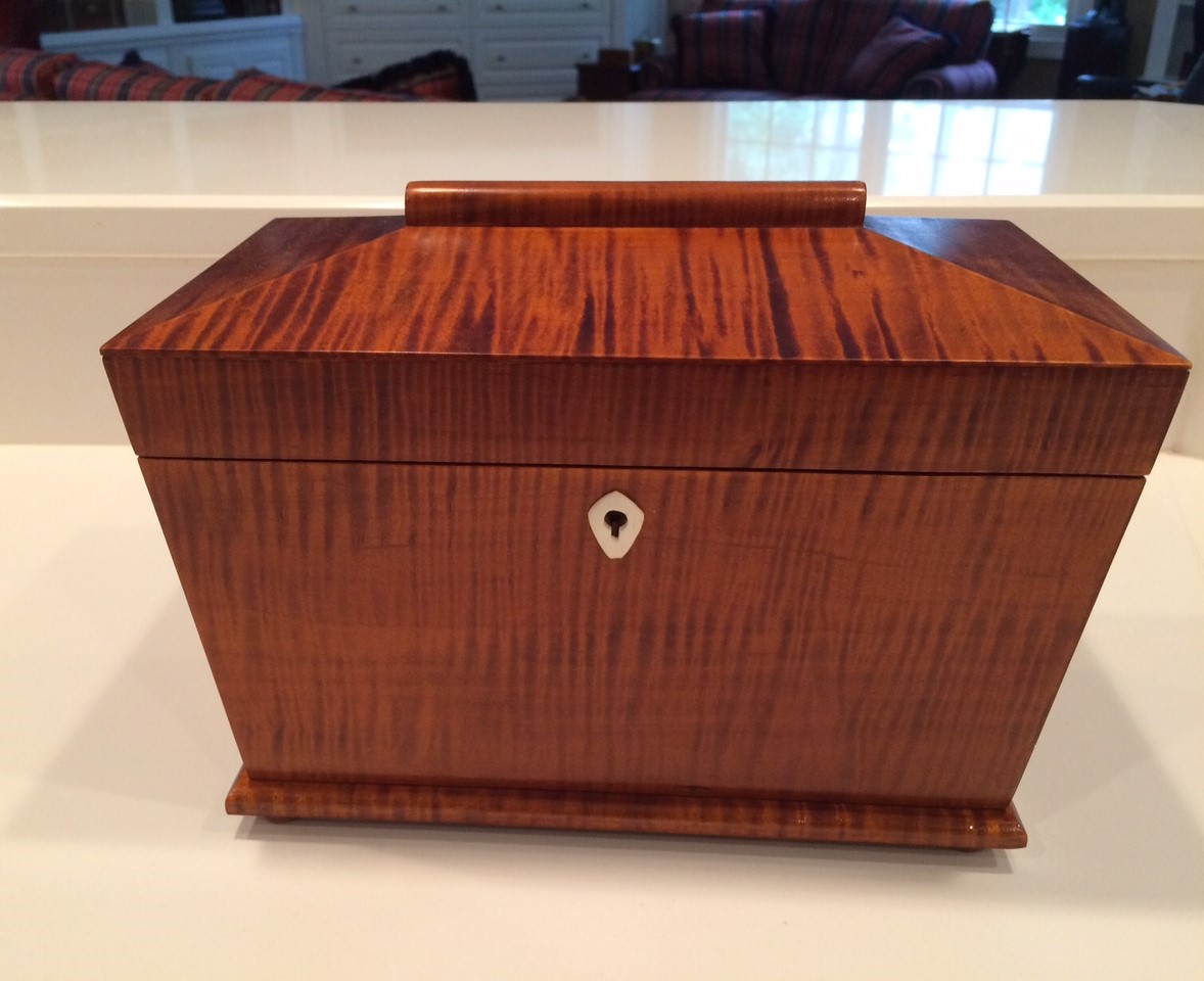 Tea caddy in curly maple