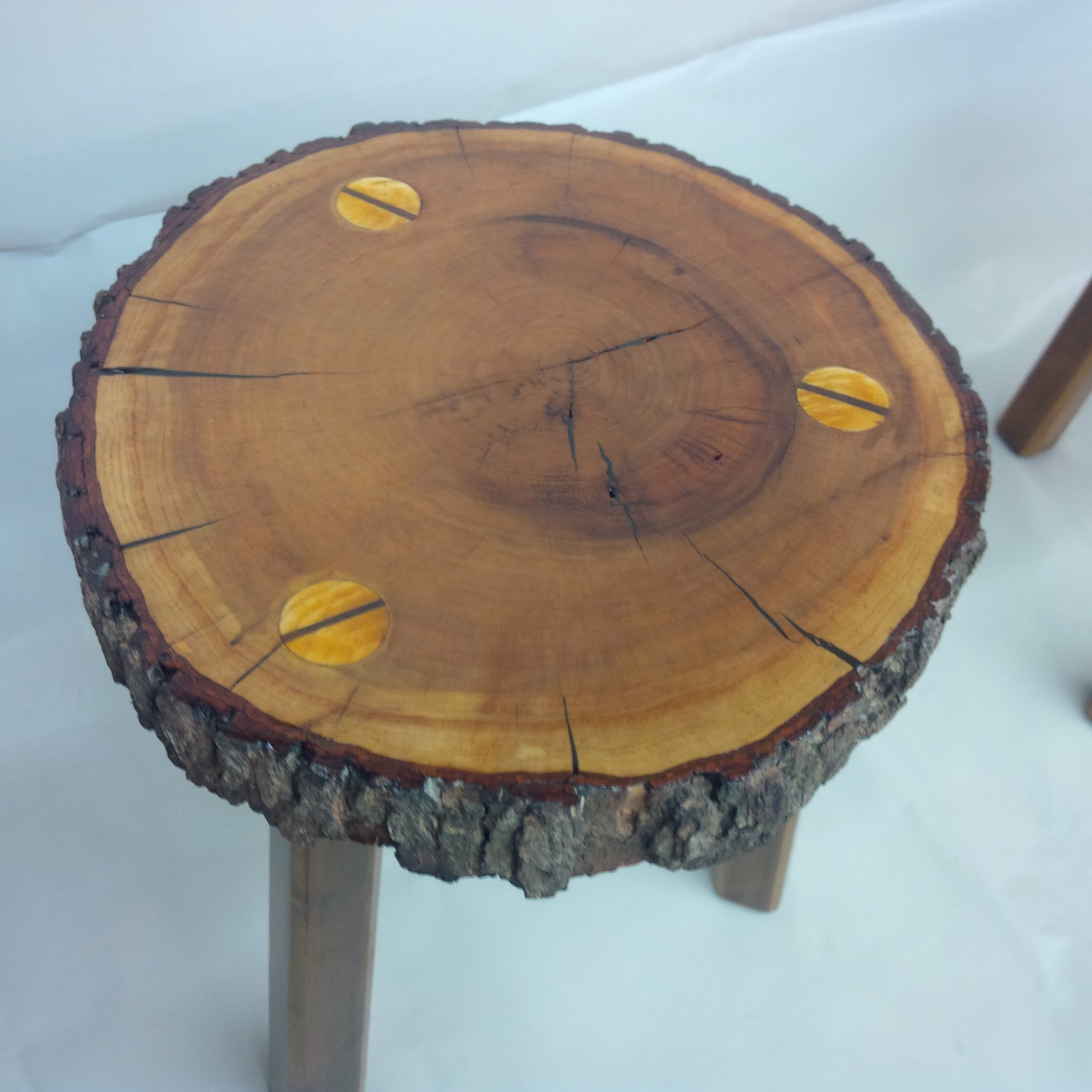Stools from locally cut pine and filled with epoxy