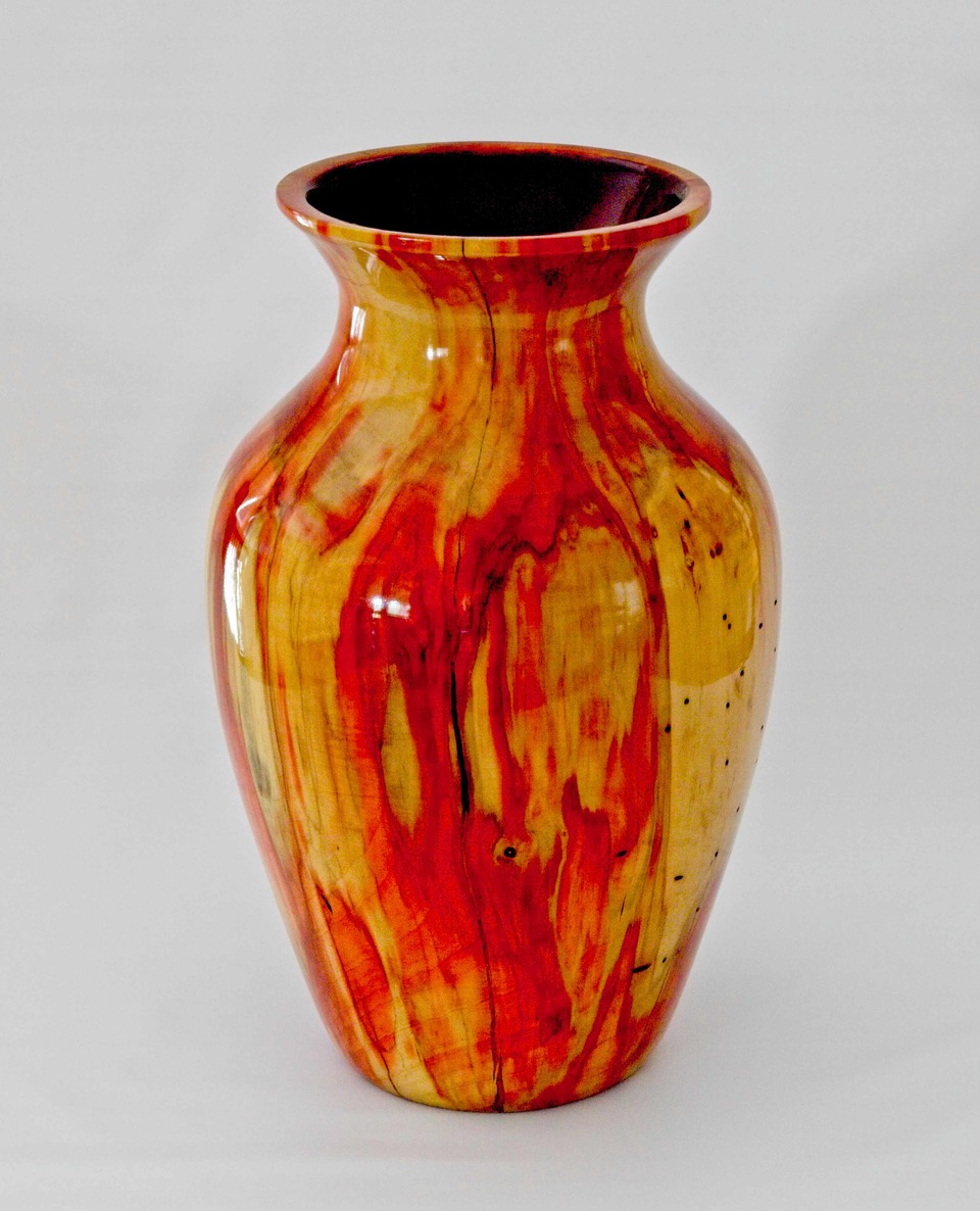 Vase turned from flame box elder