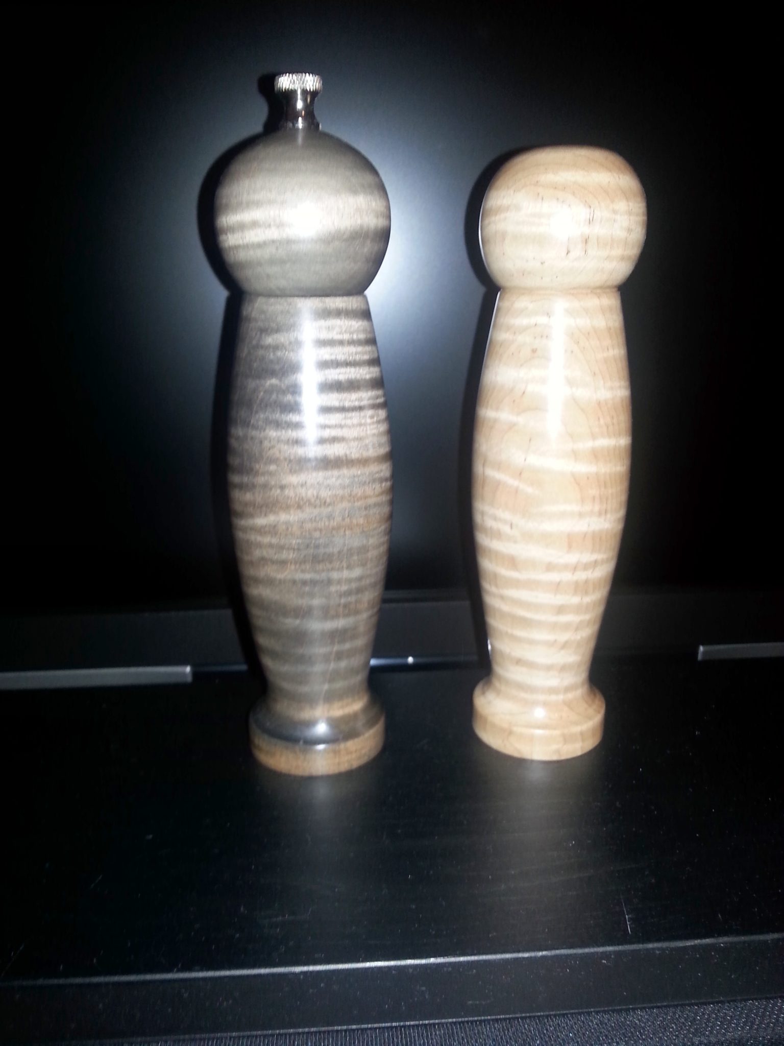 Turned and shaped Salt & Pepper Sets.  Various woods