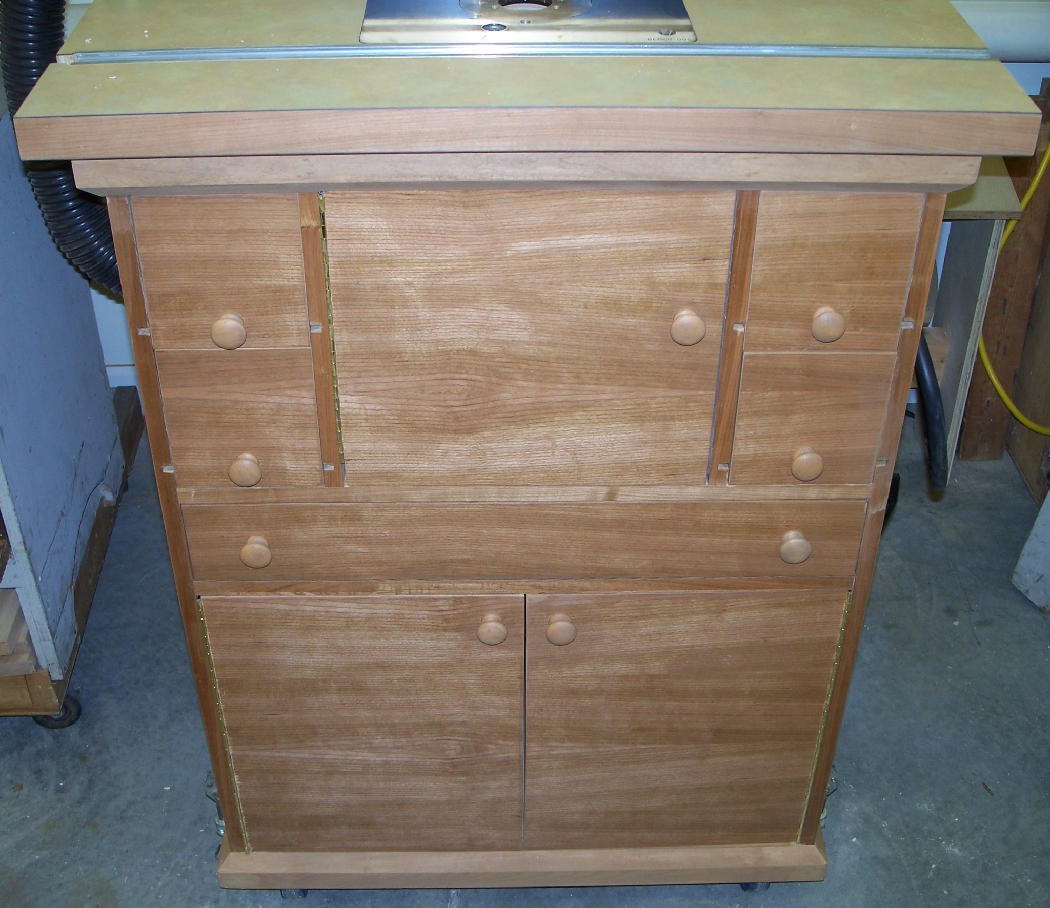 Cherry Plywood Cabinet / Router Table with bit and accessory storage