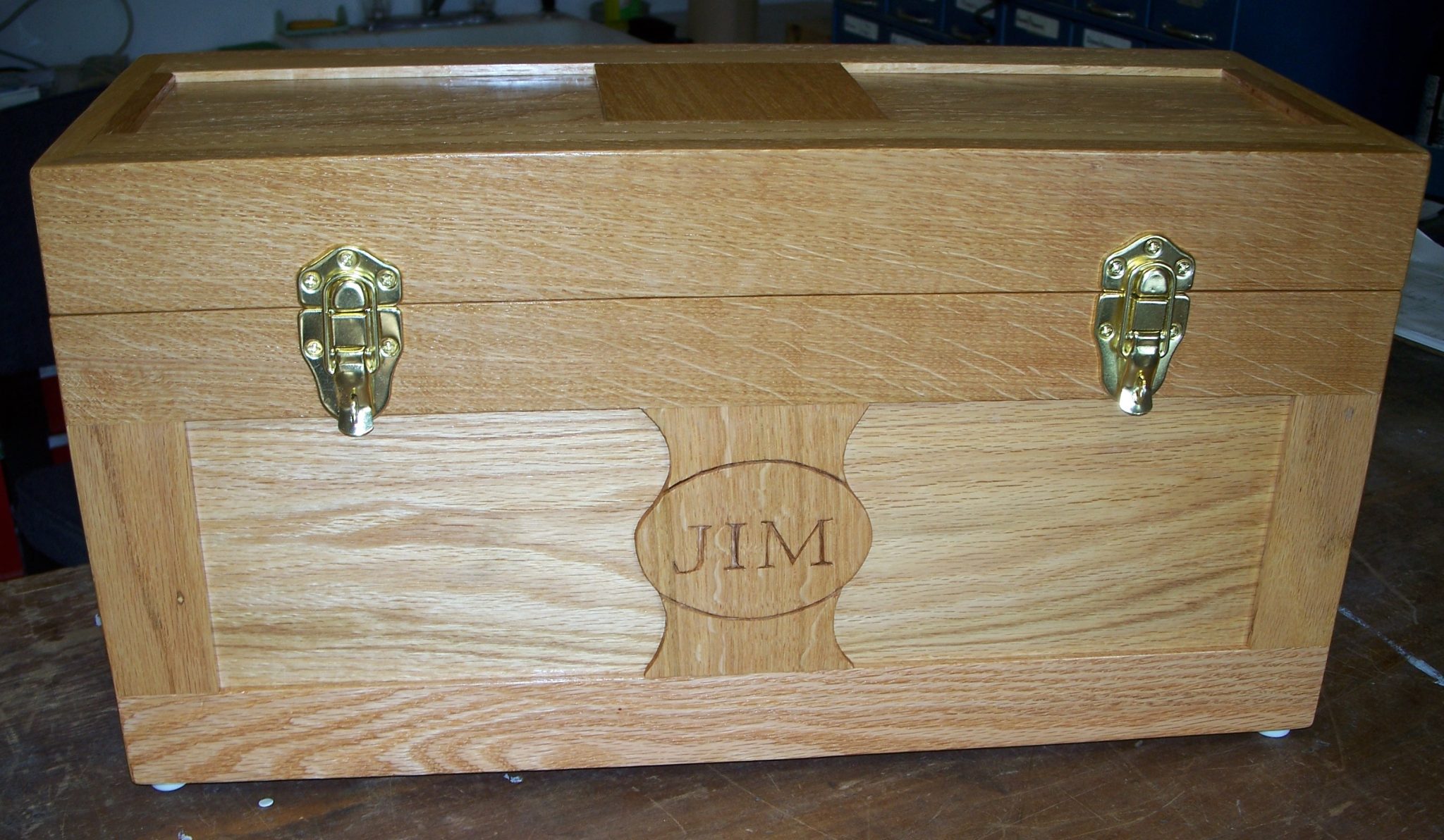 Oak Tool Boxes given to 2 Grandsons.  Populated with a starter set of woodworking tools.