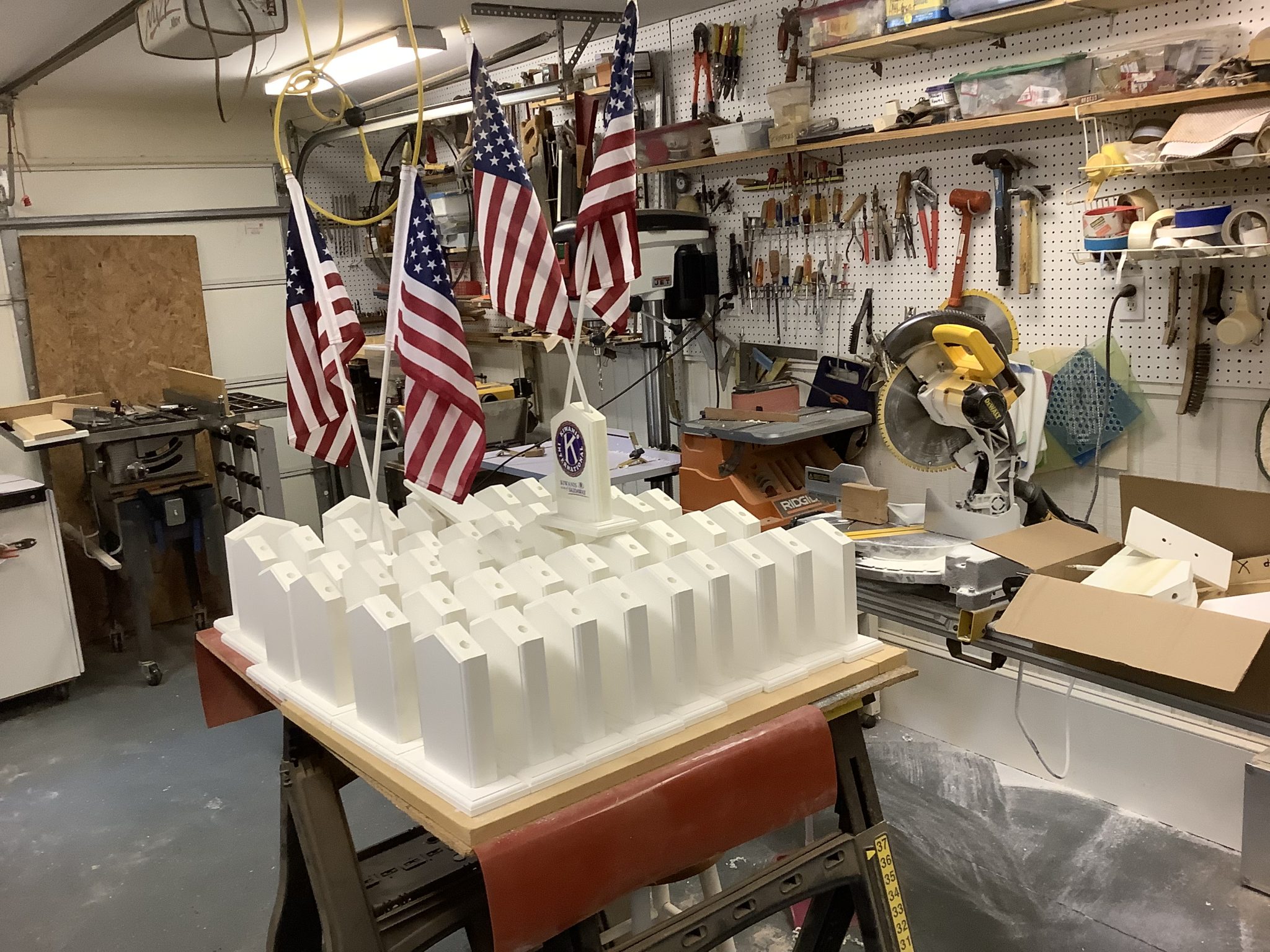 Flag bases made from PVC for Kiwanis.