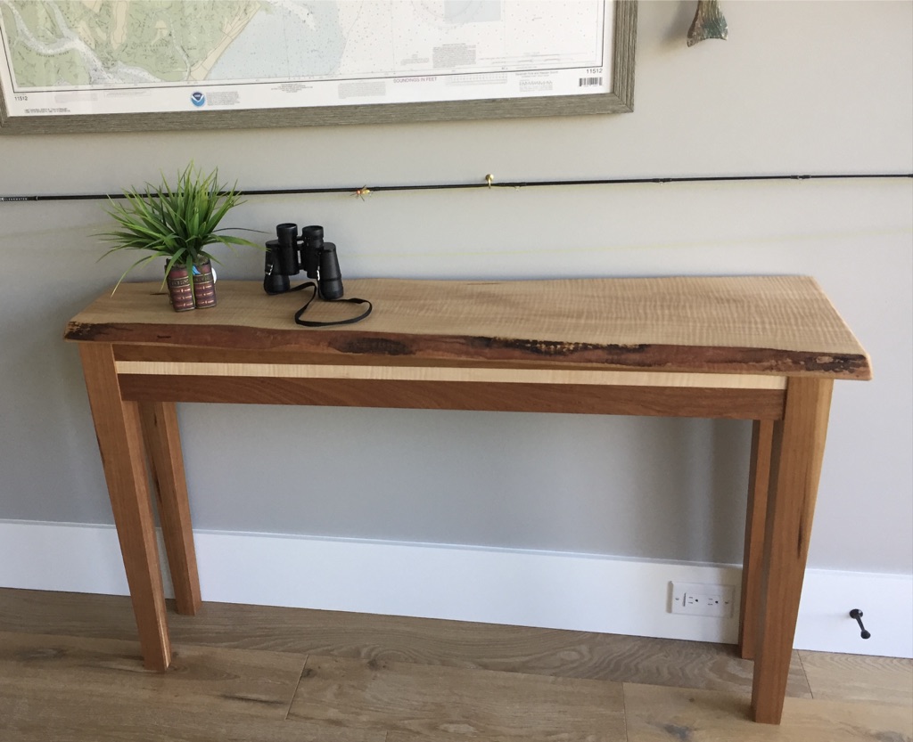 Tapered leg console table for narrow space