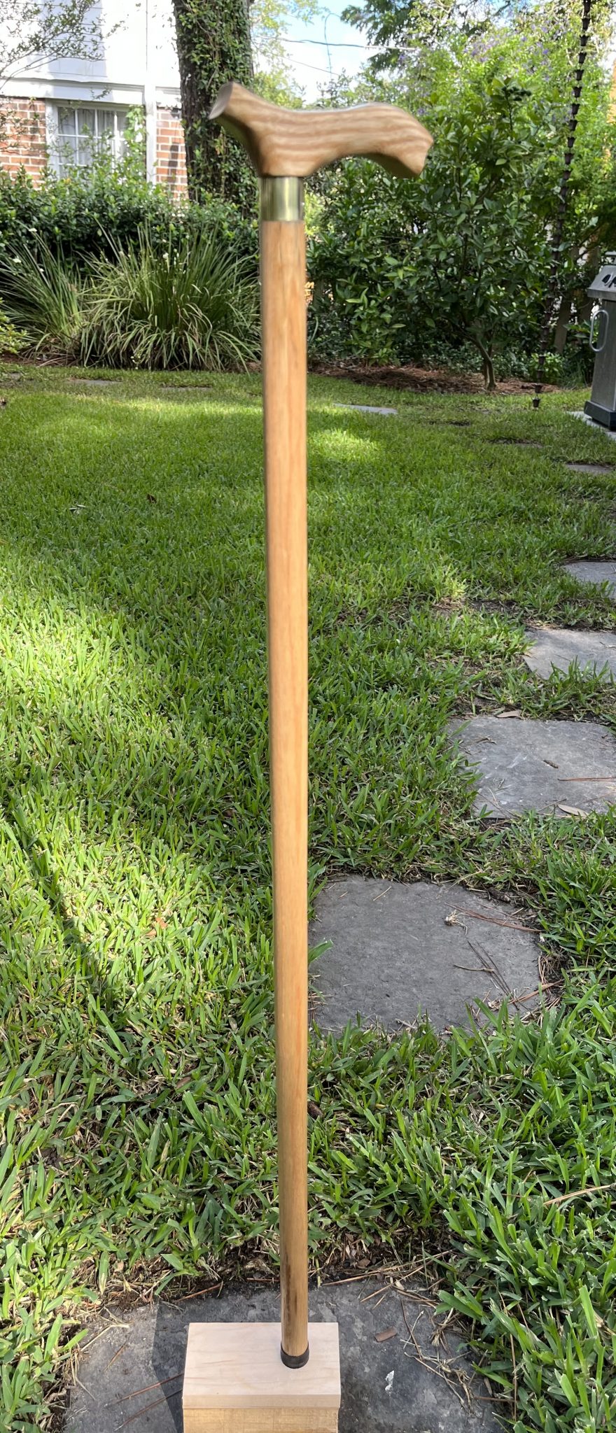 34.5” tall Ash walking stick with brass collar with hand rubbed Osmos finish